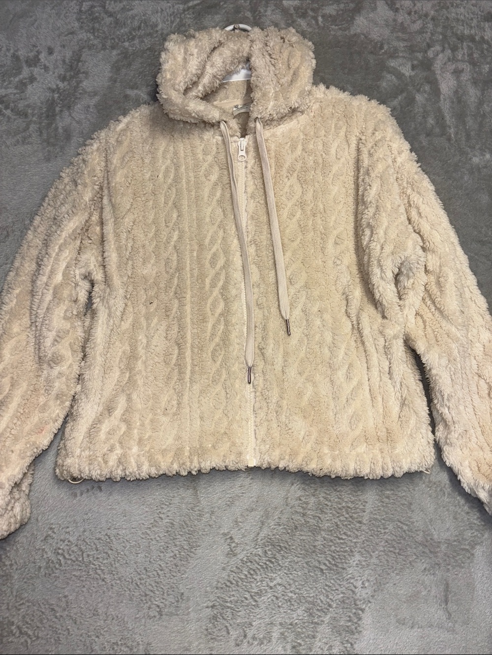 No Boundaries Teddy Fleece Zip Jacket Beige XXS